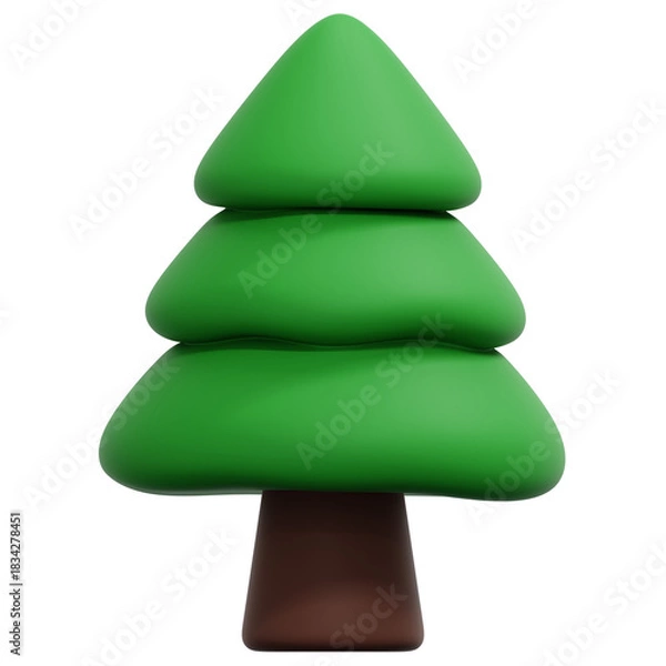 Obraz 3D Green Christmas Pine Tree Icon