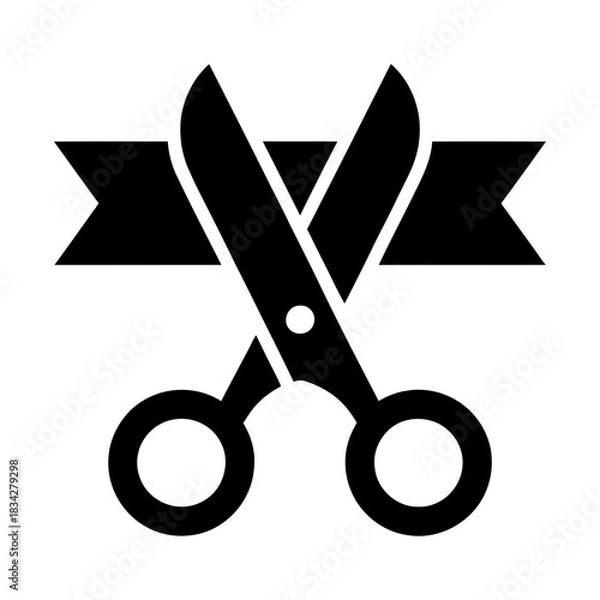 Obraz scissors cutting ribbon glyph icon symbolizing grand opening, success, and new beginnings