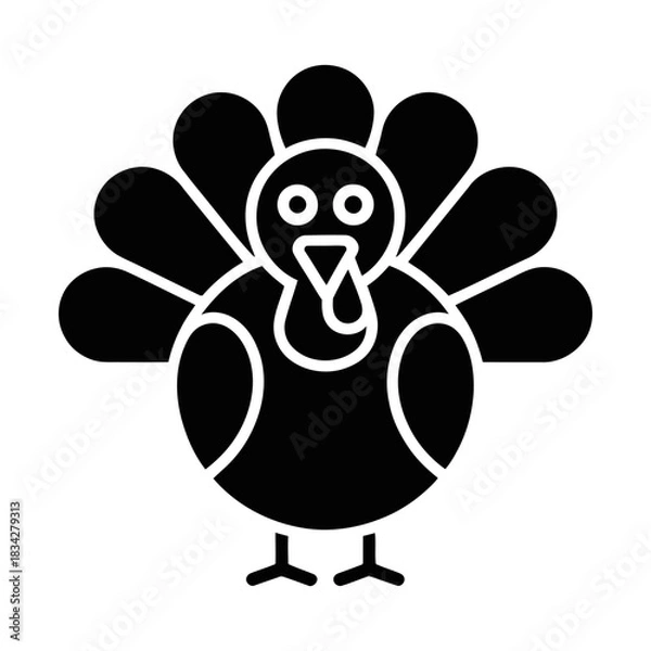 Obraz thanksgiving turkey mascot glyph icon