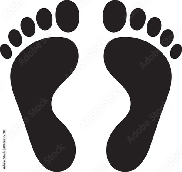 Obraz Black footprints isolated on white background simple graphic design element
