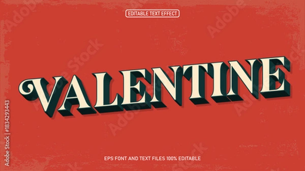 Obraz Valentine Editable text effect Retro Vintage Style