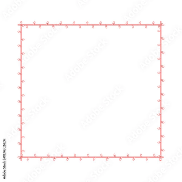 Fototapeta Red neon Square shape frame. Vivid glowing red border isolated on transparent background. Shine glow light electric red neon sign frame. Banner, Mockup, presentation, Design element, PNG