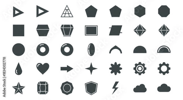 Fototapeta Vector Icon Set Geometric Shapes UI Elements for Web Design App Interface Development