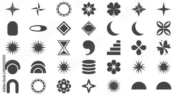 Fototapeta Minimalist Icon Set Abstract Shapes Symbols for Web Design User Interface Elements