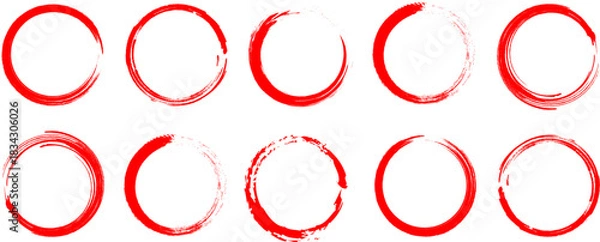 Fototapeta Hand-drawn red ovals and circles set. red scribble ovals and bubbles to circle and highlight text. circle markers or highlighter elements