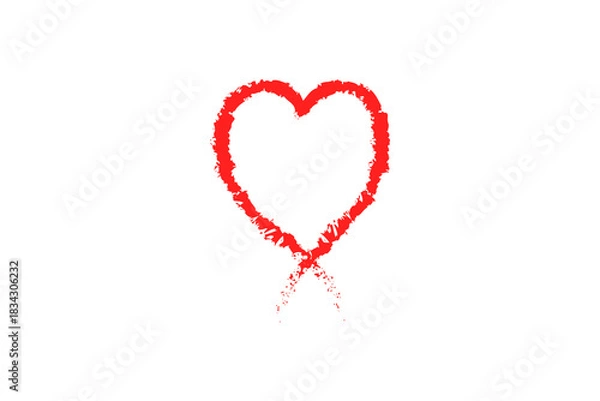 Fototapeta Hand-drawn Red pencil heart doodle line. Hand-drawn heart symbol. heart icon isolated on a transparent background.