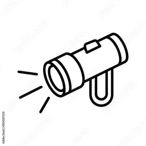 Obraz Flashlight Icon with Emitting Light Beams