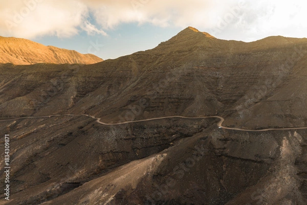 Obraz The Mirador de Cofete on Fuerteventura is a viewpoint that offers spectacular views of the wild west coast, the long Cofete beach, and the Jandía mountains