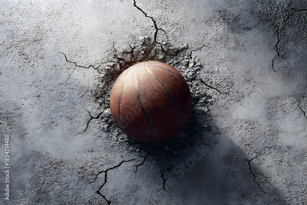 Obraz Powerful Basketball Impact Cracking the Ground Concept Art
