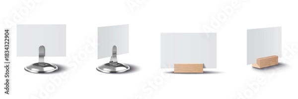 Obraz Set of blank display stands for product presentation in clean 3D style.