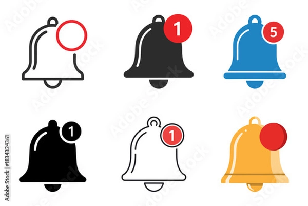 Fototapeta Notification bell icon set vector