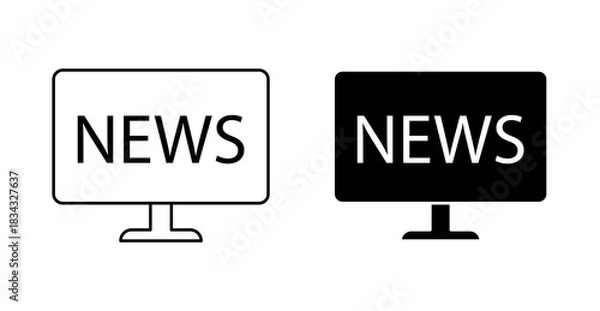 Obraz News Bulletin Icon, Breaking News Symbol, Media Broadcasting Alert Vector