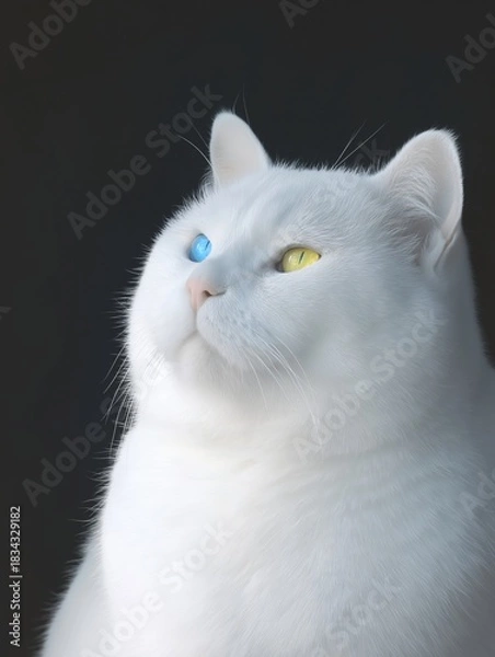 Fototapeta a white cat portrait 