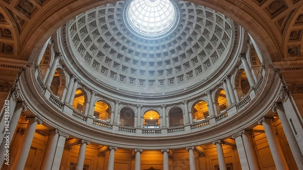 Fototapeta Grand Interior Dome Architecture with Columns and Natural Light