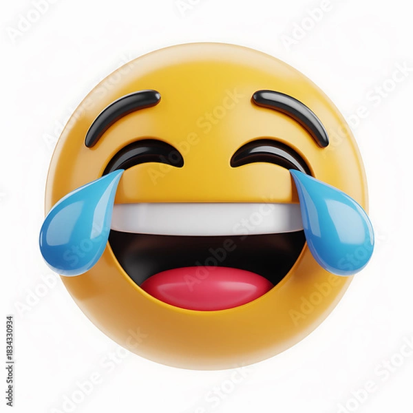 Obraz Joyful Crying Laughing Emoji Face 3D Icon