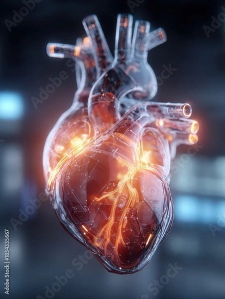 Fototapeta innovative heart monitoring technology medical center digital health concept hightech environment closeup view cardiovascular insights