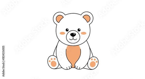 Obraz A cute cartoon polar bear sitting and smiling with blush on its cheeks.