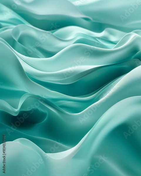 Obraz Turquoise Layered Silk-Like Abstract Wave Background
