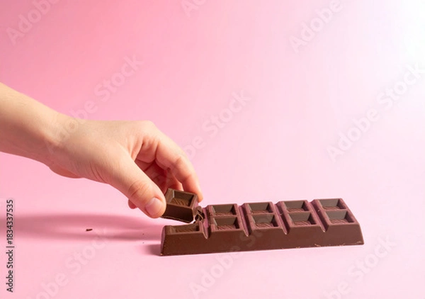 Obraz main qui prend du chocolat en tablette