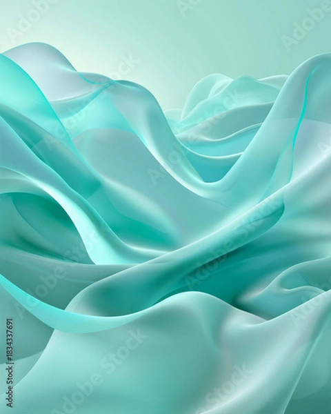 Obraz Soft Turquoise Silk-Like Abstract Wave Background
