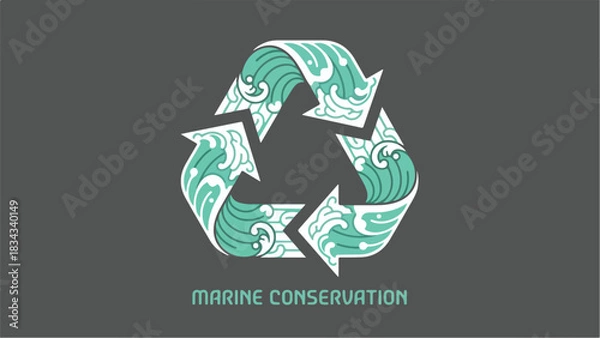 Obraz Marine Conservation Symbol: Protecting Ocean Ecosystems and Resources.