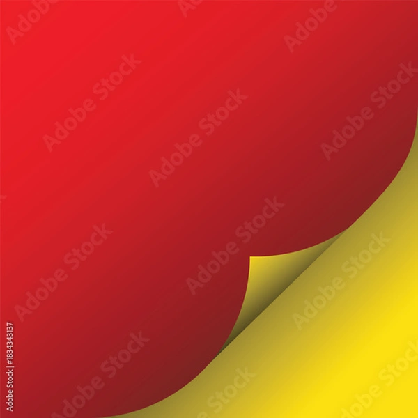 Obraz Abstract red and yellow gradient background with a curled corner revealing a hidden layer