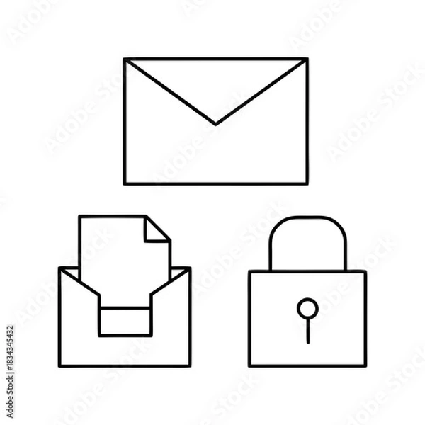 Obraz Email Encryption Outline Vector Illustration On Transparent Background