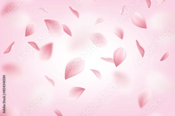 Obraz Soft pink falling petals background in delicate romantic style.