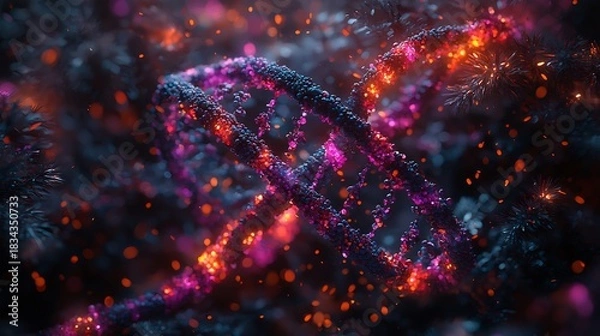 Fototapeta Abstract dna structure with vibrant colors and intricate details shown in the image
