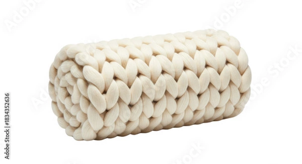 Obraz Luxurious Cream-Colored Thick Knit Throw Rolled Up
