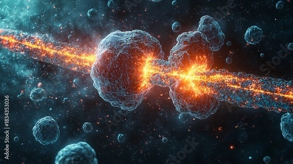Obraz Cell division with energy transfer and cosmic background radiation effects on cells 100