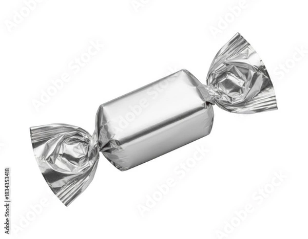 Obraz Single Metallic Foil Wrapped Sweet on a Deep Dark Setting
