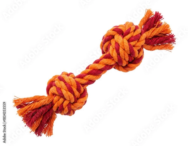 Obraz Orange and Red Knotted Rope Dog Toy for Tugging and Chewing
