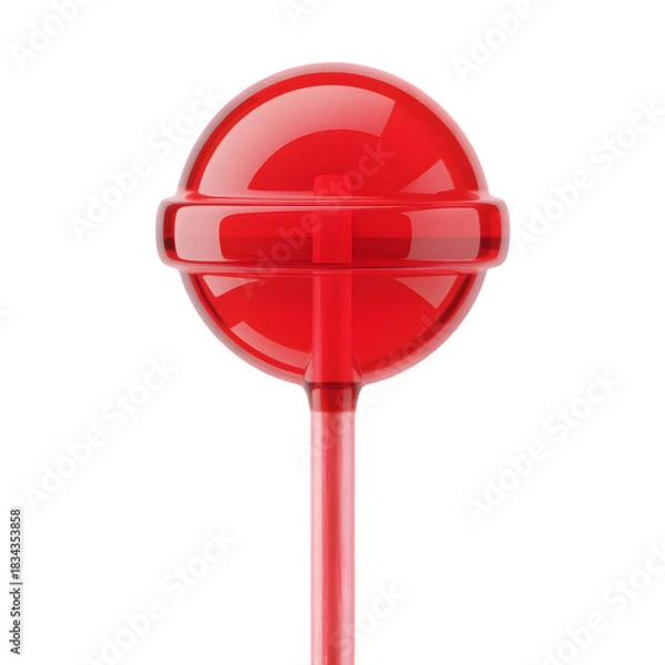 Obraz Red lollipop candy sweet treat on a stick isolated on transparent background