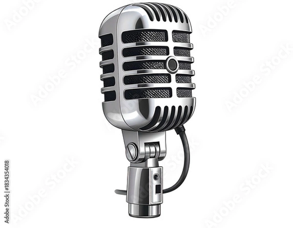Obraz Classic chrome and black vintage microphone on a stand