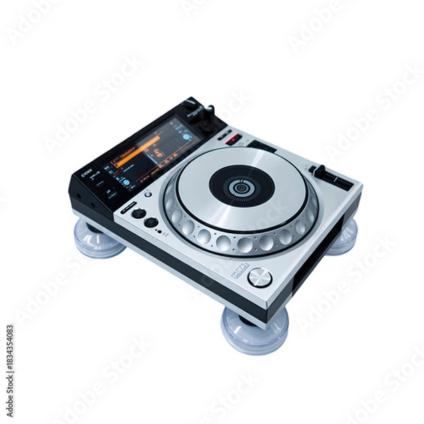 Obraz Silver dj turntable or cd player isolated on transparent background