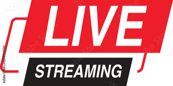 Obraz Bold red and black live streaming graphic with white text