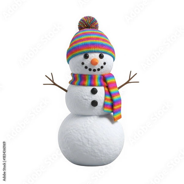Fototapeta Cute snowman isolated on transparent background