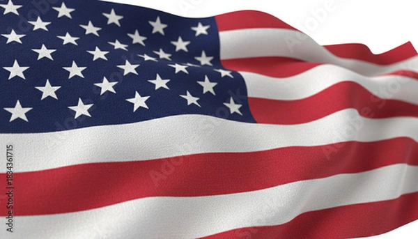 Obraz Waving United States Flag with Detailed Fabric Texture in Red, White, and Blue