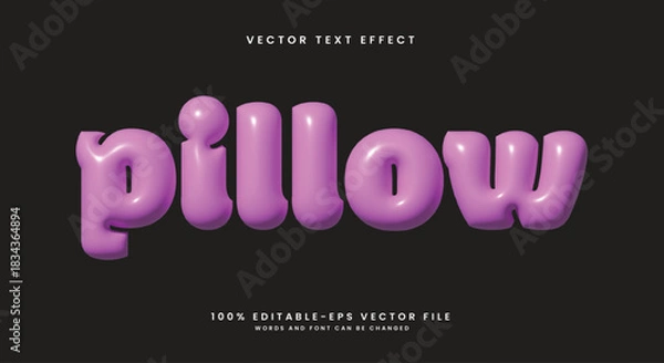 Obraz Pillow 3d inflated Style editable text effect template
