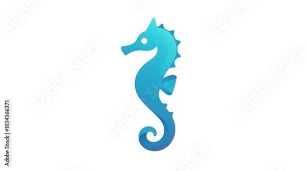 Obraz Minimalist seahorse vector logo: Abstract design with smooth curves and gradient blue colors, symbolizing calm, uniqueness, and adaptability, isolated on a white background.
