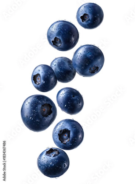 Fototapeta Blueberries with water droplets isolated on a transparent background