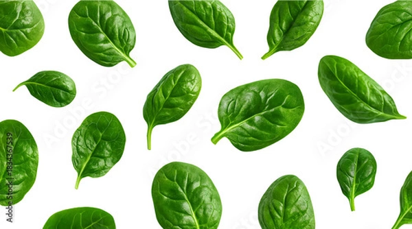 Fototapeta Fresh Spinach Leaves Pattern isolated on a transparent background 2