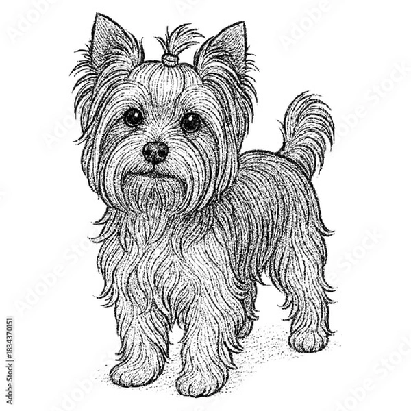 Fototapeta Yorkshire terrier dog illustration isolated on trnsparent background vector