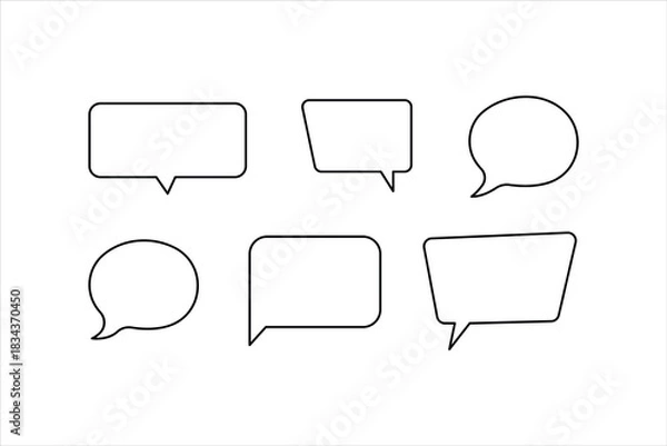 Fototapeta One continuous line art drawing of Speech bubble vector illustration. Communication chat messenger linear vector line symbol. Dialog cloud, chat bubble set concept outline line design