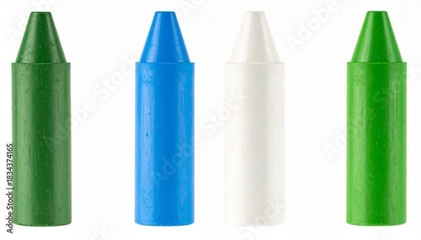 Fototapeta Oversized yellow crayon with orange tip and cartoon ant in graduation cap, playful and educational.