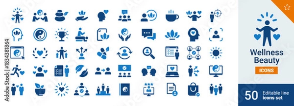 Obraz Wellness Basic icons Pixel perfect. zen, like, team, ...	
