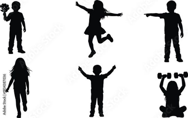 Fototapeta Adventure Photographer Silhouettes Vector Set with Backpacks, Illustrating Tourists and Professionals Taking Pictures, Emphasizing Travel, Hobby, Journalism, Outdoor Exploration, and Camera Equipment.