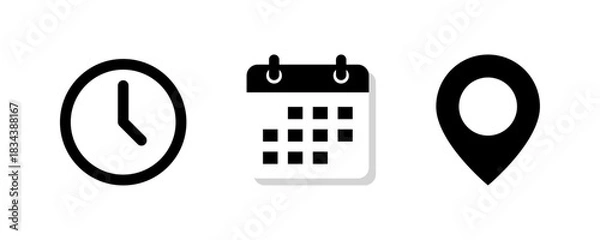 Obraz Time, Date and Location icon set