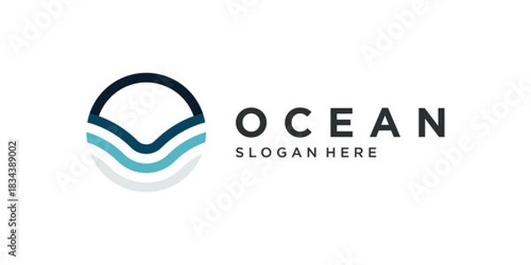Obraz Ocean wave circle logo design minimalist